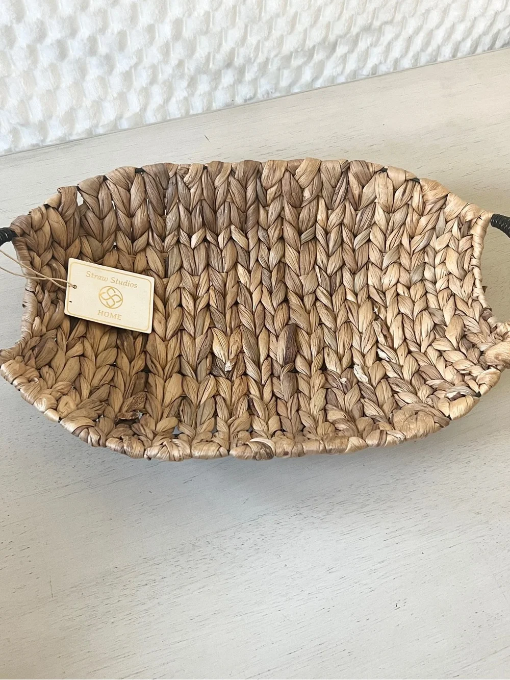 Straw Studios Handwoven Seagrass Basket Tray in Natural Tan